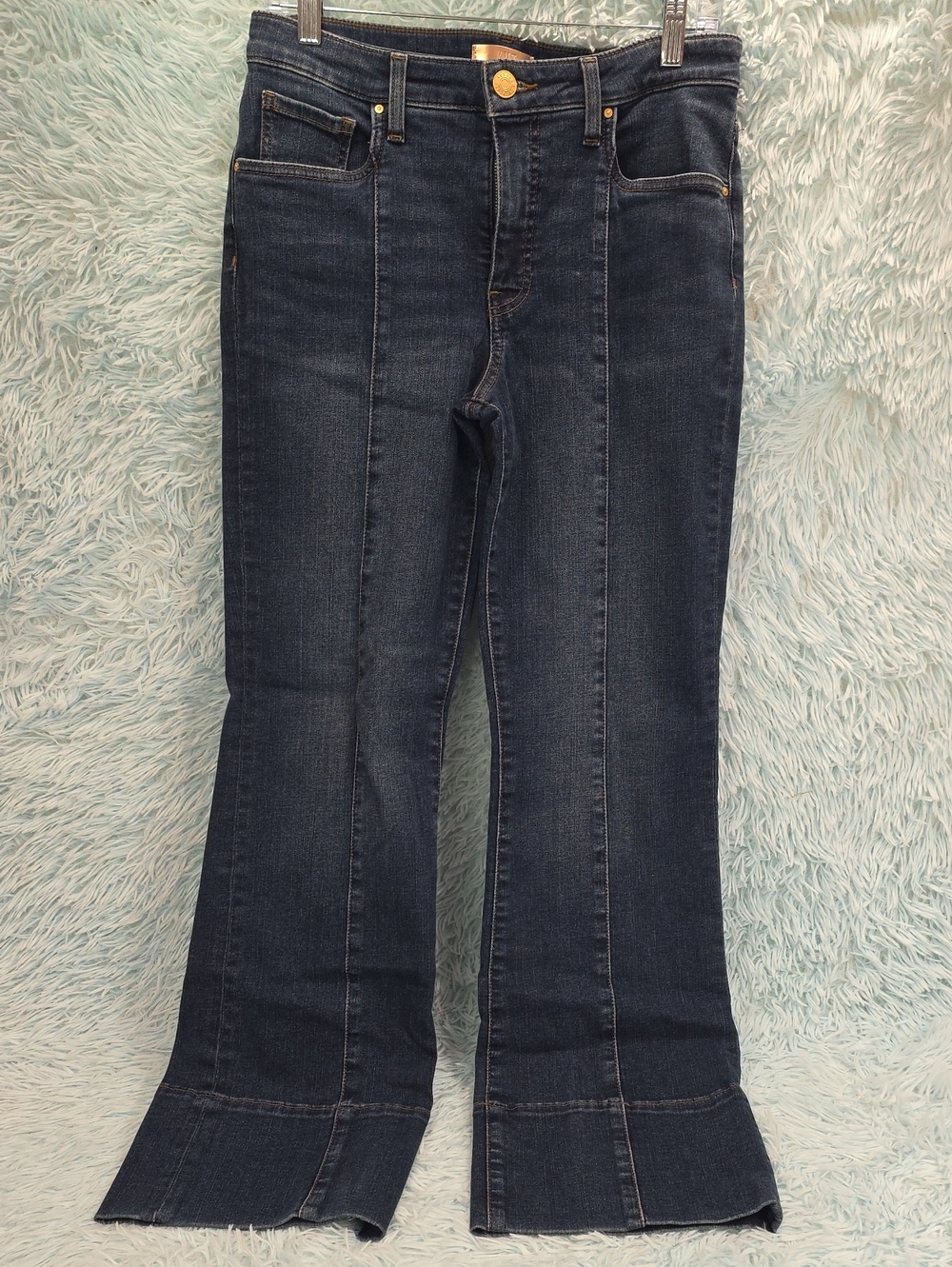 Kut from the Kloth Kelsey Front Seam High Rise Ankle Flare Jeans Dark Wash 4